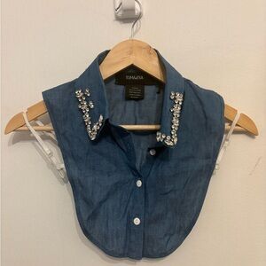 Blue Embellished Collar Top